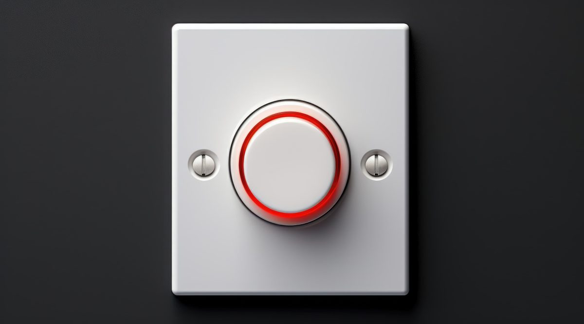 White time delay push light switch with red indicator light