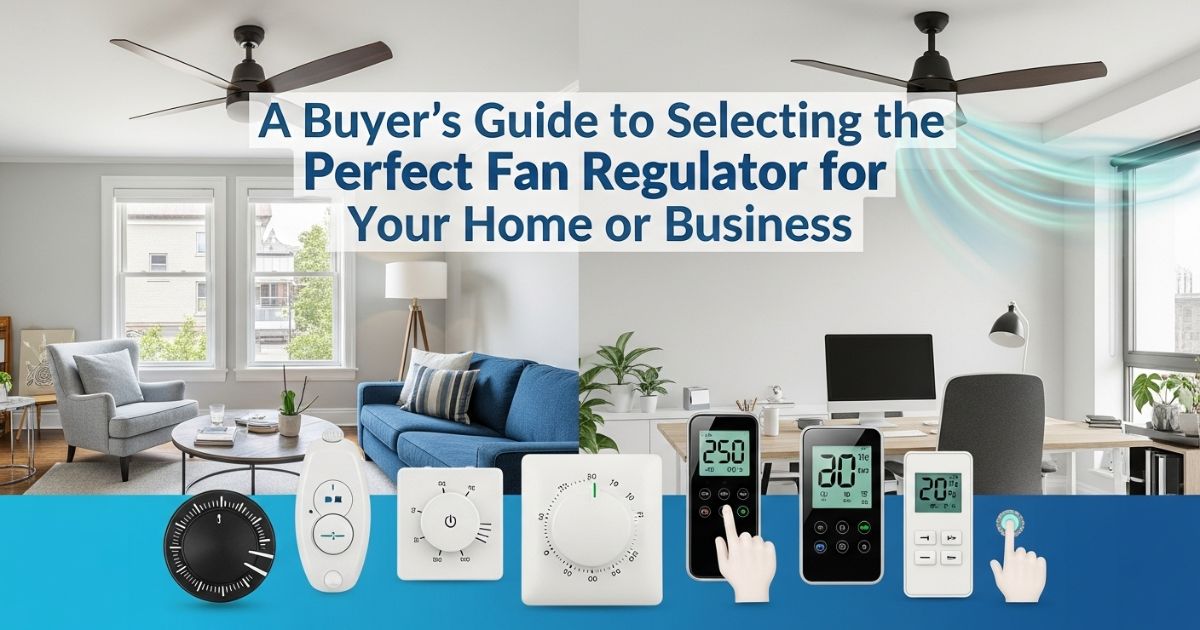 Various fan regulators, including modular, digital, and remote-controlled types, from leading fan regulator manufacturers for home and business.